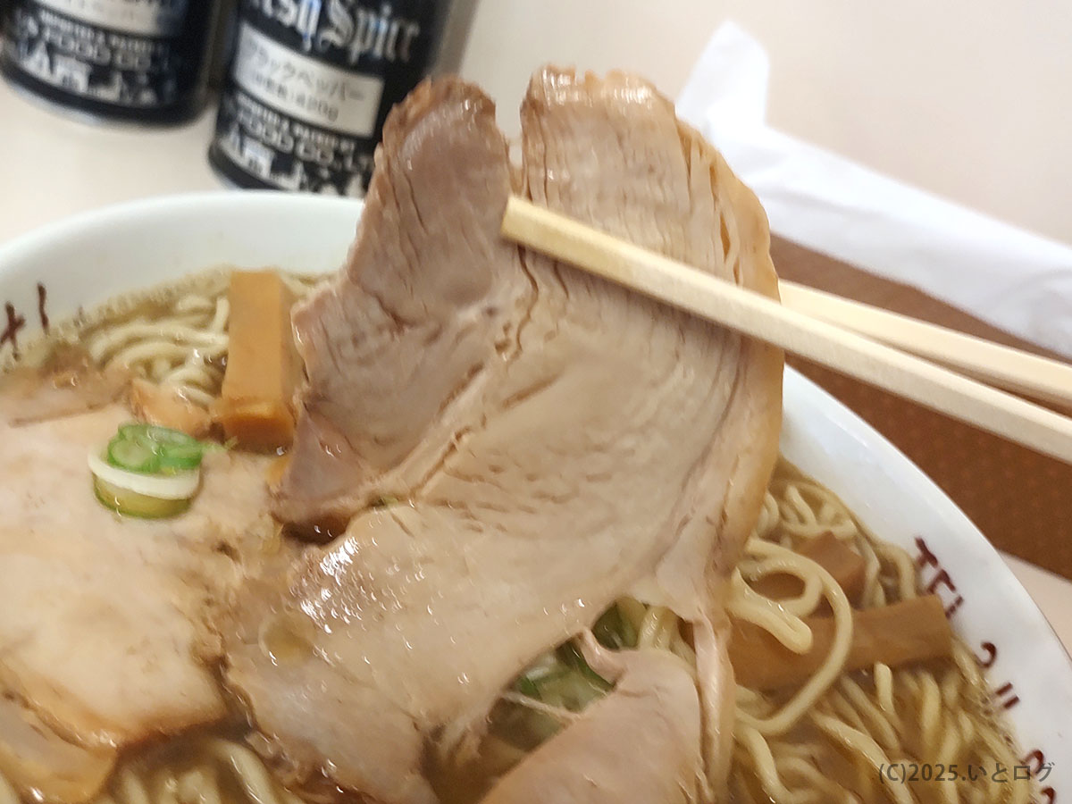 たかはし中華そばのチャーシュー。煮干しスープに寄り添う素朴でやさしい味わい。