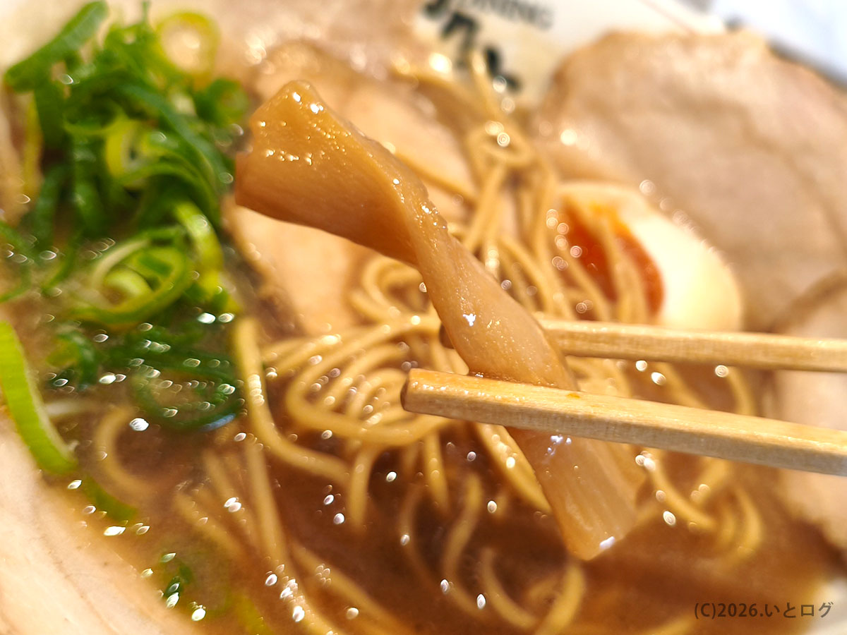 麺dining 月乃家ラーメンのメンマ｜有田川町の人気ラーメン店の具材