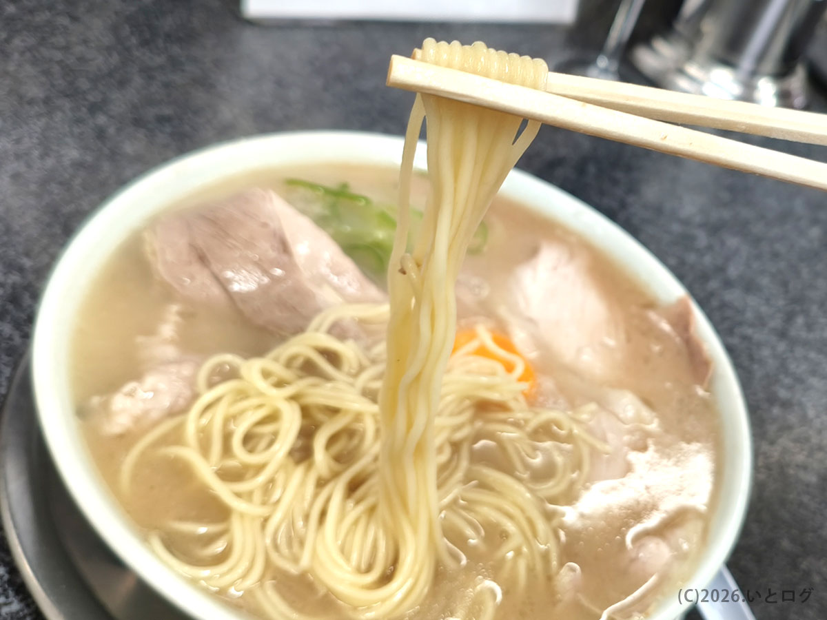 佐賀ラーメン いちげん 麺｜ストレート麺と濃厚豚骨スープの相性が際立つ一杯