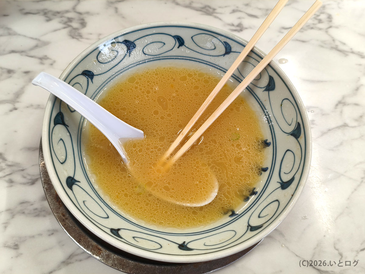 らーめん もとむら レビュー 完食後の丼 つい飲み干してしまうスープ