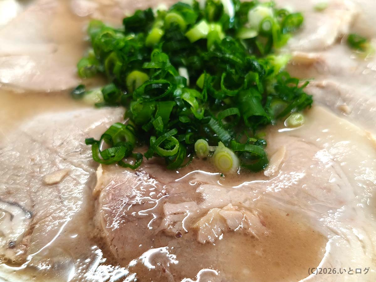 ネギとチャーシューが映える一光軒の泡系豚骨ラーメン