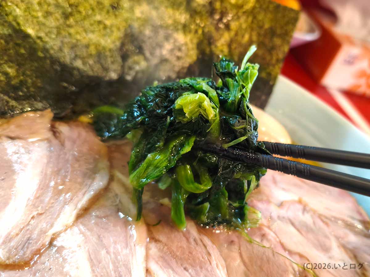 チャーシューや味玉、海苔、ほうれん草が盛られた「たま家 多摩本店」の家系ラーメン