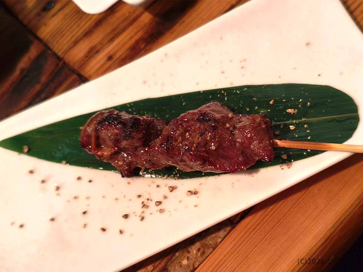 富山市の居酒屋・金泉で注文した香ばしく焼かれた串焼き