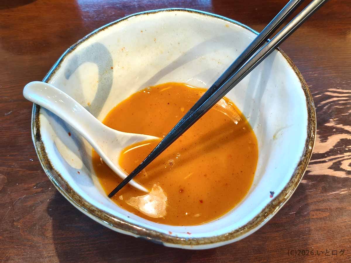 新潟県長岡市「いち井」の塩ラーメンを食べ終えた後の丼