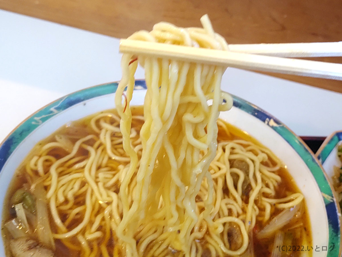 ネギそば　麺上げ