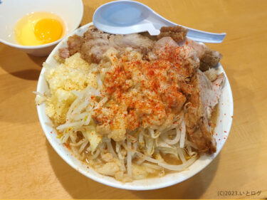 『ラーメン池田屋 福井店』京都のデカ盛りラーメンが福井市に。うどんのような超極太麺と厚切り豚に野菜コール無くても腹パンでした。